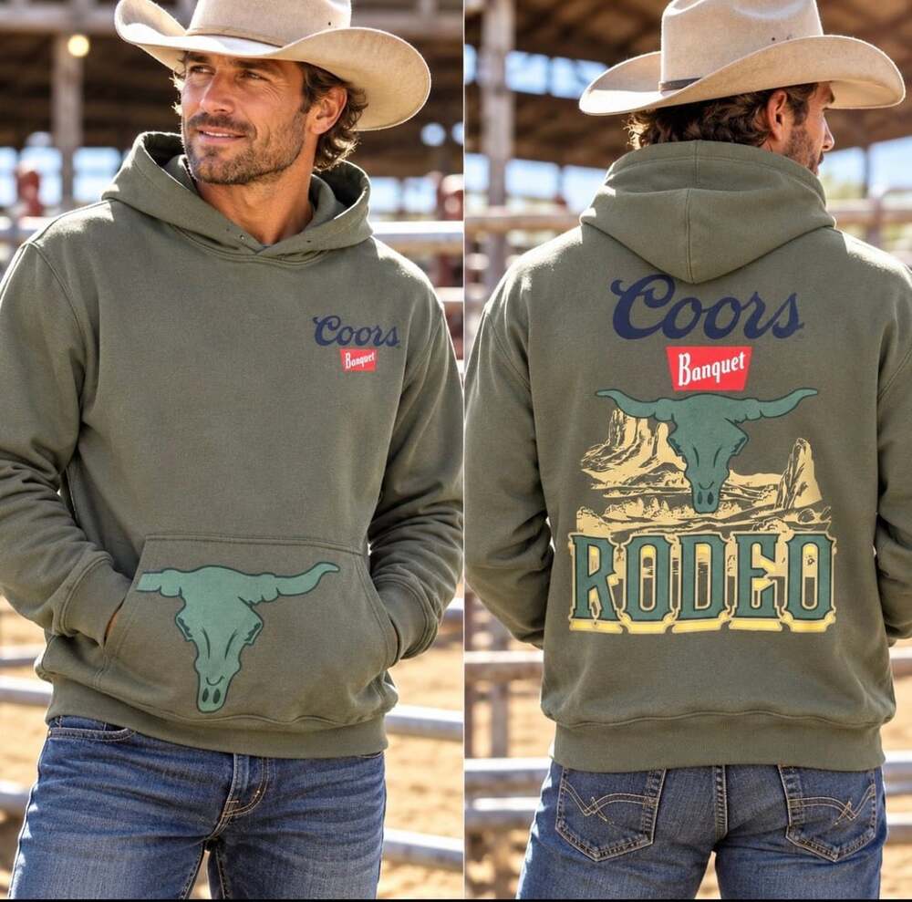Coors Banquet Rodeo Hoodie Men’s S Western Longhorn Bull Graphic 2026 NWOT